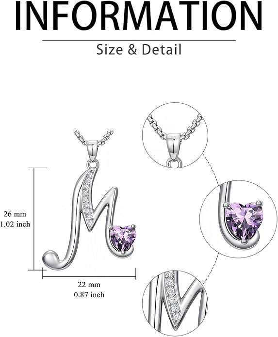 Christmas Gifts for Women Alphabet A to Z Initial Birthstone Pendant Necklaces for Women - 18k White Gold Plated Personalized Name Jewelry Valentine Mothers Day Birthday Gifts for Women Her Girlfriend