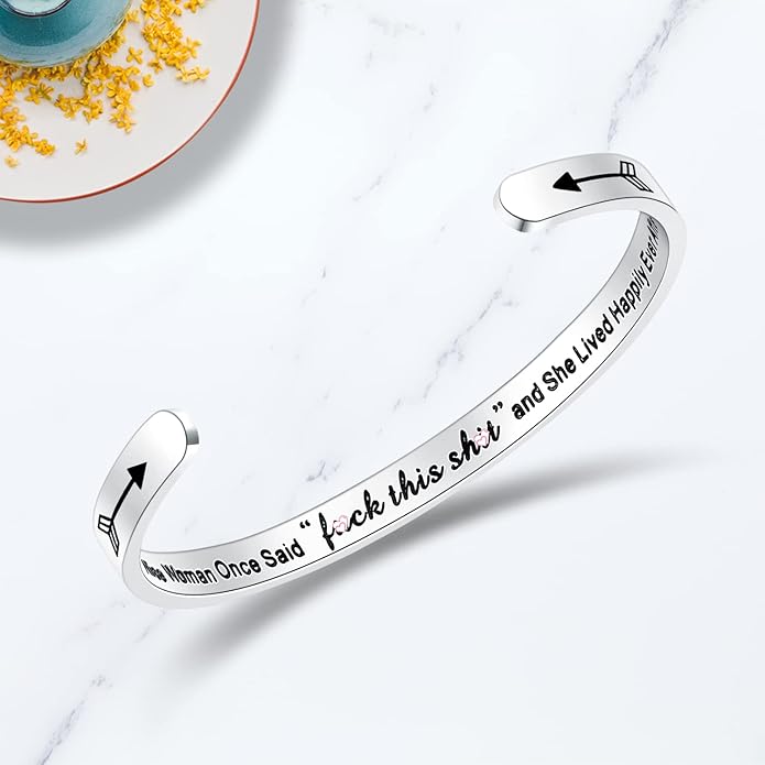 TONY & SANDY Inspirational Bracelets for Women Teen Girls Personalized Gifts for Daughter Granddaughter Mom Sister Friends Stainless Steel Engraved Cuff Birthday Easter Christmas
