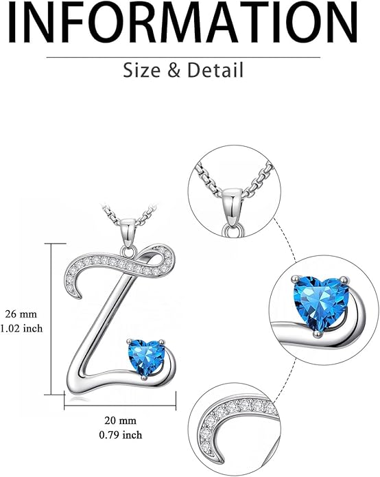 Christmas Gifts for Women Alphabet A to Z Initial Birthstone Pendant Necklaces for Women - 18k White Gold Plated Personalized Name Jewelry Valentine Mothers Day Birthday Gifts for Women Her Girlfriend