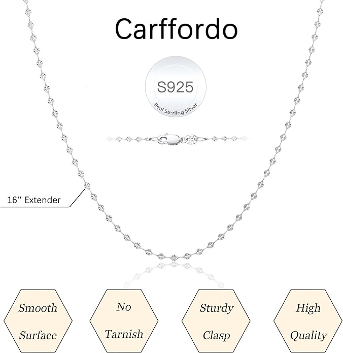 925 Sterling Silver Chain Necklace Link Chain Necklace for Women Simple Dainty 16K Gold Plated Necklace for Women Minimalist Waterproof Silver Necklace Trendy Jewelry Gifts