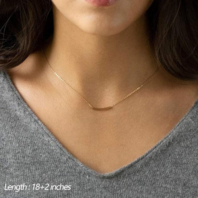Turandoss Dainty Layered Choker Necklace, Handmade Y Pendant Necklace Multilayer Bar Disc Necklace Adjustable Layering Choker Necklaces for Women