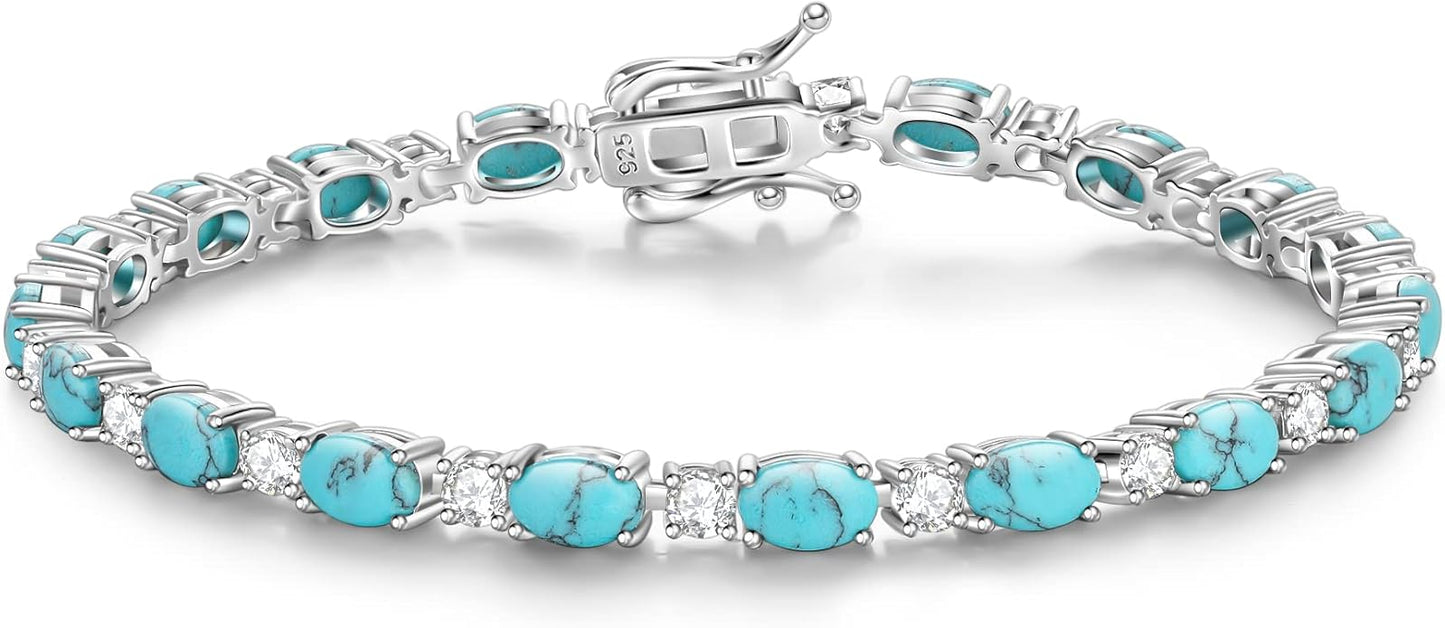 FANCIME Birthstone Bracelets Sterling Silver Tennis Bracelets Charm Fine Jewelry Birthday Gifts for Women 7"