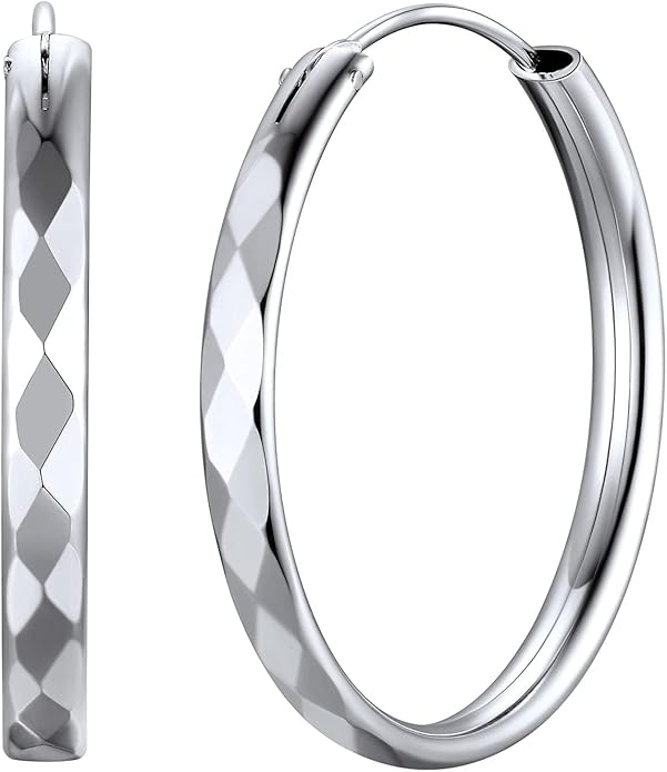 ChicSilver Hypoallergenic 925 Sterling Silver Hoop Earrings for Women, Lightweight Large Gold Plated Hoop Earrings, Endless Hoops Huggie Earrings 15/20/30/50/70MM