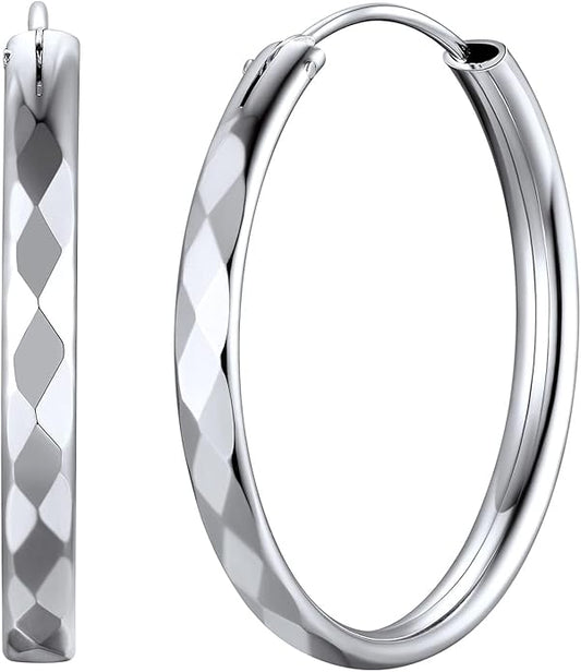 ChicSilver Hypoallergenic 925 Sterling Silver Hoop Earrings for Women, Lightweight Large Gold Plated Hoop Earrings, Endless Hoops Huggie Earrings 15/20/30/50/70MM