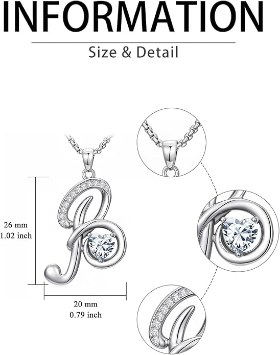 Christmas Gifts for Women Alphabet A to Z Initial Birthstone Pendant Necklaces for Women - 18k White Gold Plated Personalized Name Jewelry Valentine Mothers Day Birthday Gifts for Women Her Girlfriend