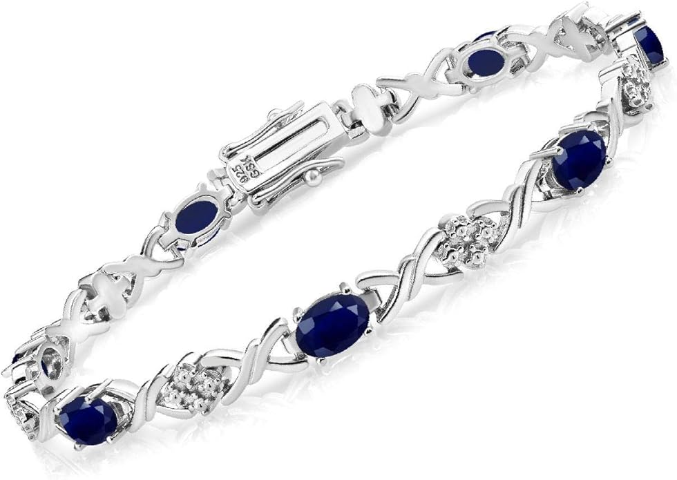 Gem Stone King 2-4 Cttw Infinity Link Gemstone Birthstone Tennis Bracelet for Women | 925 Sterling Silver | Oval 6X4MM | 7 Inch with Secure Clasp | Fine Jewelry for Her Mom Wife Anniversary