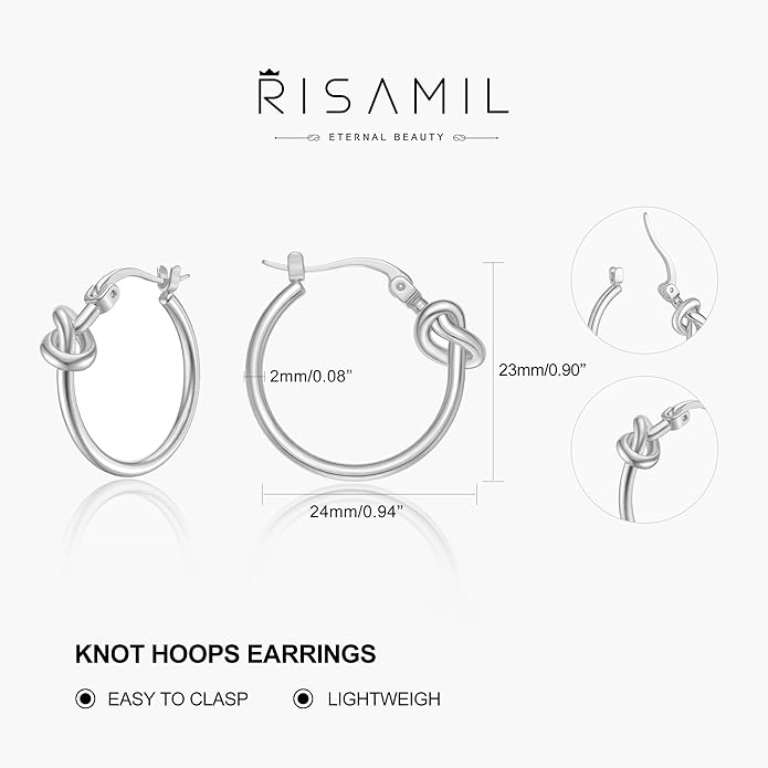 Hoop Earrings for Women 14K Gold Plated/Silver Hoops Simple Knot Huggie Small Hoop Earrings Set Trendy Hoops Everyday Wear Earrings for Women Jewelry