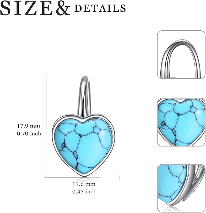 WINNICACA Leverback Earrings for Wonen 925 Sterling Silver Tree of Life Earrings Dangle Drop Turquoise Moonstone Moss Agate Heart Jewelry Gifts for Women Anniversary Birthday Christmas