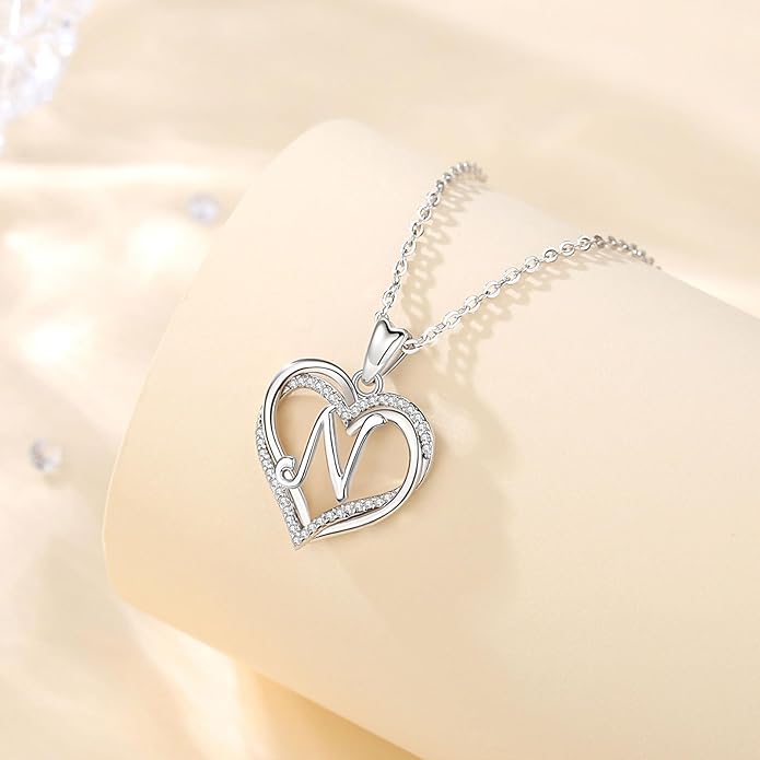 INFUSEU Unique Initial Necklaces for Women Girls Small Heart Letter Jewelry, Meaningful Personalized Gifts