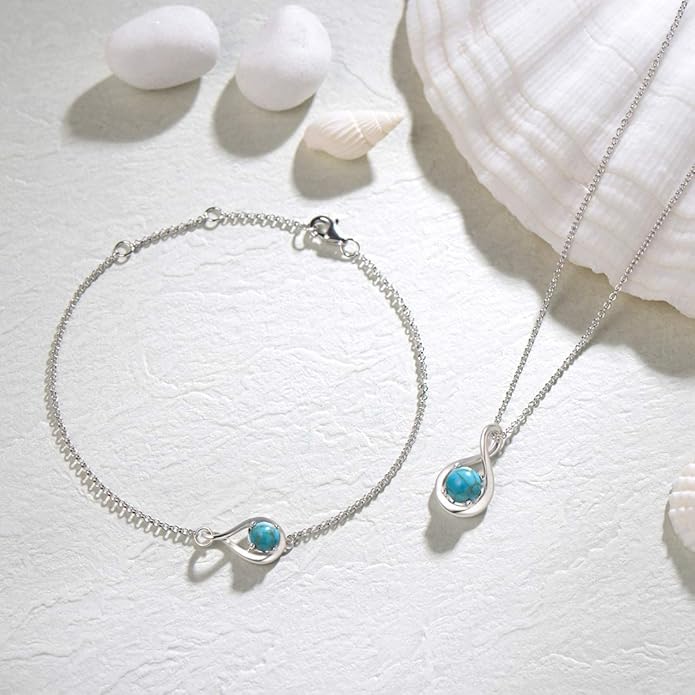 FANCIME Love Bracelet 925 Sterling Silver Infinity Birthstone Bracelets for Women Fine Jewelry Birthday Christmas Gifts for Her Mom Wife, Chain Length 6.7"+1.2" Extend