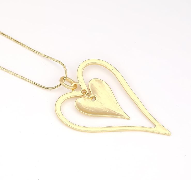 Long Heart Necklace for Women Gold Chain Pendant Y Necklace Set Statement Pendant Chic Jewelry With