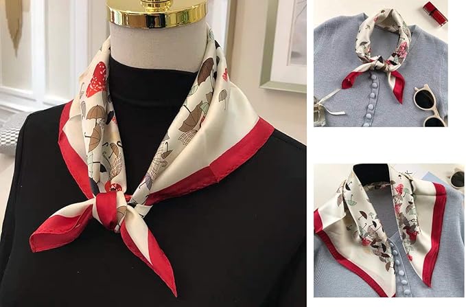 ANDANTINO 100% Mulberry Silk Scarf -21” Lightweight Square Neckerchief – Breathable Digital Printed Scarves with Gift Packed