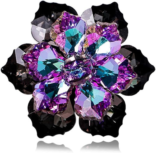 Rhinestone Sunflower Brooch Pin for Women Red Black Purple Large Flower Broochs Snowflake Brooch Marquise Wreath Brooches Jewelry