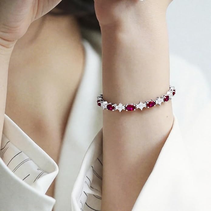 Tennis Birthstone Bracelets Sterling Silver Bracelets Charm Jewelry Birthday Gifts for Women,Girlfriend,Wife,Mom - Graduation, Friendship,Birthday, Anniversary