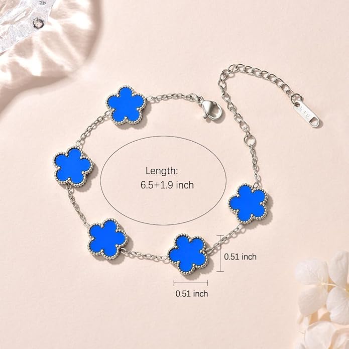 18K Gold-Plated Four Leaf Clover Bracelet for Women,Adjustable lucky Bracelet Set Jewelry Gift-Hypoallergenic Charm for Birthdays, Wellness & Daily Wear