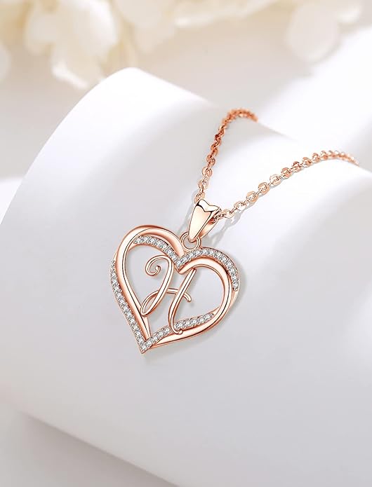 INFUSEU Unique Initial Necklaces for Women Girls Small Heart Letter Jewelry, Meaningful Personalized Gifts