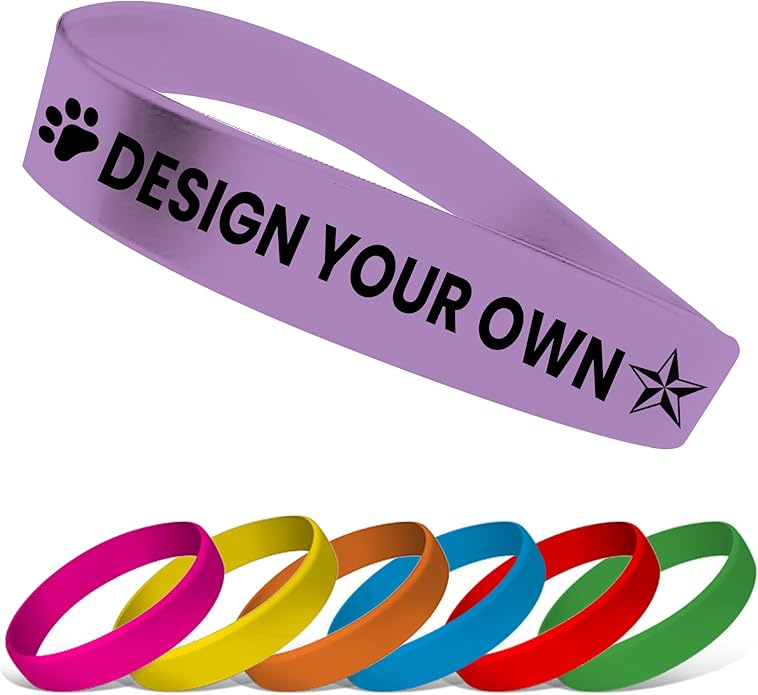 USMG Custom One Color Print Rubber Bracelets Silicone Wristbands - Add a Message - Personalized for Motivation, Events, Support, Fundraisers