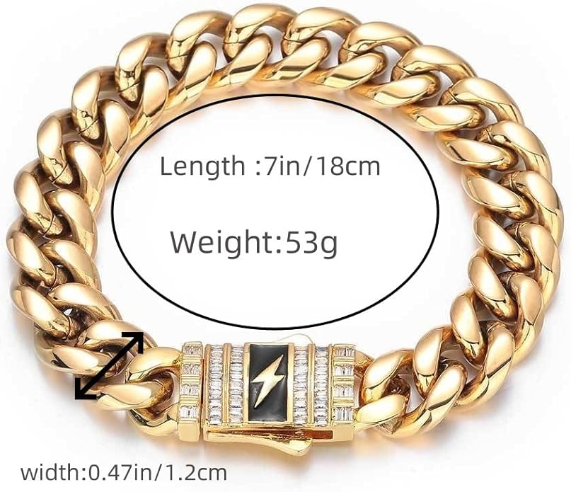 18K Gold Bracelet Cuban Chain Cold 18K Gold Hip Hop Miami Solid Cuban Chain Bracelet Men's Mosan Diamond Buckle Men's Gift