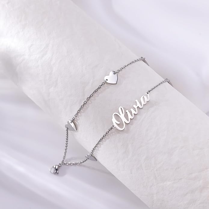 Yofair Ankle Bracelets for Women 18K Gold Plated Custom Gold Name Anklet Personalized Dainty Anklet Bracelet Summer Beach Jewelry for Women
