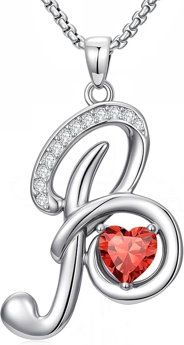 Christmas Gifts for Women Alphabet A to Z Initial Birthstone Pendant Necklaces for Women - 18k White Gold Plated Personalized Name Jewelry Valentine Mothers Day Birthday Gifts for Women Her Girlfriend