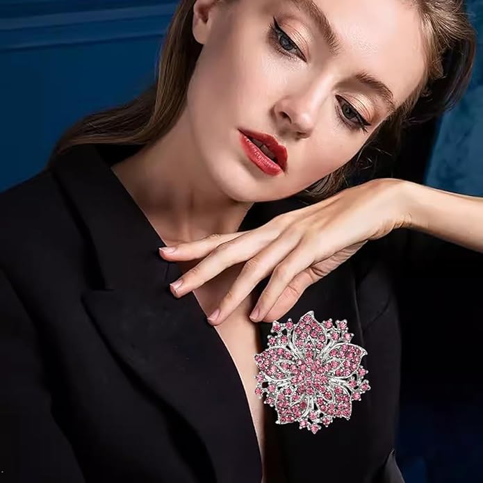 Rhinestone Bauhinia Flower Brooch Pin - Elegant Clothing Accessory for Women - Big Crystal Flower Brooch for Christmas, Halloween, Birthday, Party, Wedding Costume Jewelry