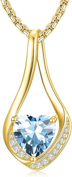 Birthstone Necklaces for Women,18k Yellow/White Gold Plated Forever Love Heart Infinity Pendant Necklace Anniversary Jewelry Christmas Birthday Gifts for Women Her Wife Girlfriend