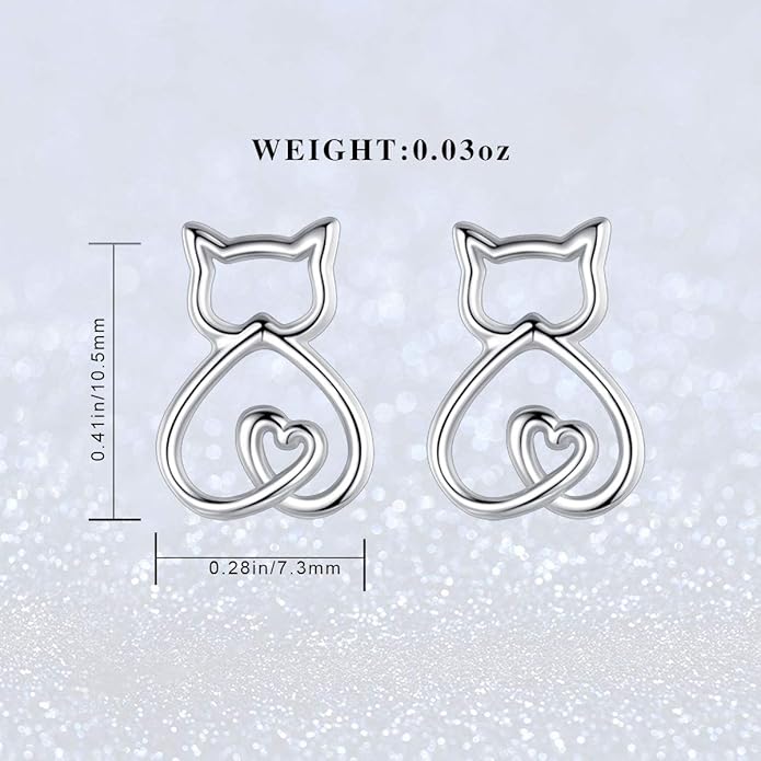 INFUSEU Sterling Silver Cute Stud Earrings Cat Frog Mushroom Bunny, Small Gifts for Women Teen Girls Animal Lovers