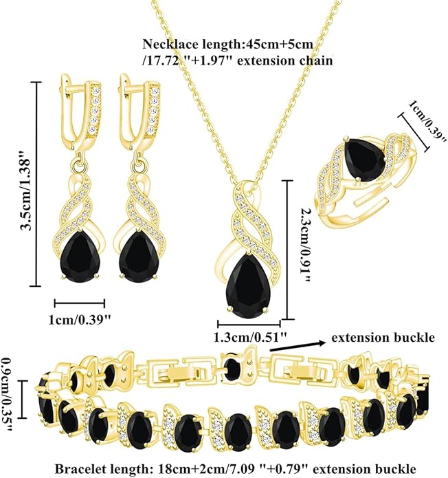 ZCGJWE Wedding Jewelry Set for Women Gem Necklace Earrings Bracelet Luxury Jewelry Set Birthday Valentine's Day Mother's Day Christmas Prom Jewelry Gift