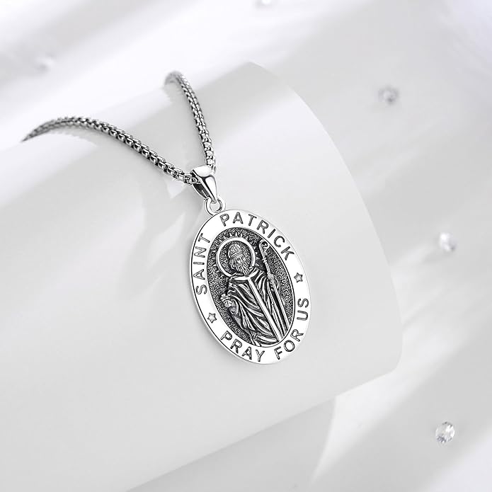 EUDORA 925 Sterling Silver St Christopher/St Benedict/St Michael/Virgin Mary/San Judas Tadeo/Good Shepherd Cross/Archangel Necklace Medal Pendant Protection Religious Amulet Jewelry For Men Women