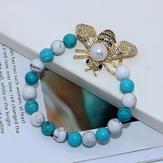 Honey Bee Brooches Crystal Insect Themed Bee Brooch Animal Fashion Shell Pearl Brooch Pin Gold Tone