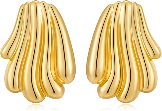 Irregular Gold Stud Earrings for Women Hammered Silver Stud Earrings Statement Geometric Earrings Vintage Gold Earrings