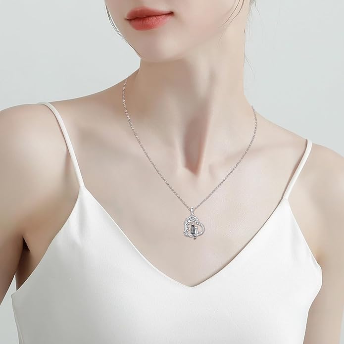 Dog Cat Necklace Pendant 925 Sterling Silver Pet Jewelry Gifts for Women
