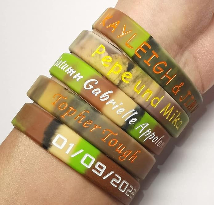 50 Custom Rubber Bracelets Personalized Silicone Wristbands Customized Bulk for Events, Support, Wedding, Awareness, Motivation Customizable