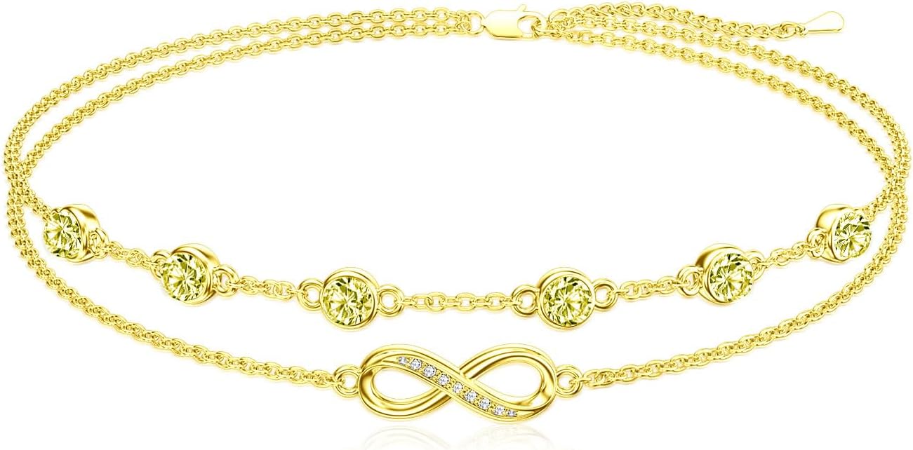 Dorunmo Anklet Bracelets For Women 925 Sterling Silver Birthstone/Infinity/Butterfly/Evil Eye/Turtle/Pineapple/Starfish/Heart Anklets Bracelets Jewelry Gifts for Women