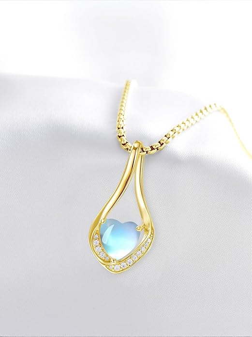 Birthstone Necklaces for Women,18k Yellow/White Gold Plated Forever Love Heart Infinity Pendant Necklace Anniversary Jewelry Christmas Birthday Gifts for Women Her Wife Girlfriend