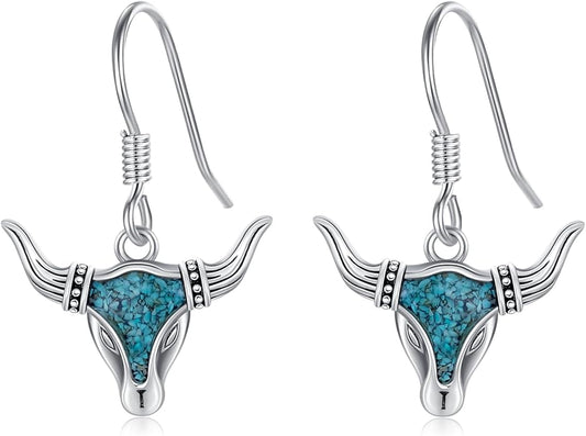 Western Earrings for Women 925 Sterling Silver Turquoise Western Country Dangle Drop Earrings Country Jewelry Gifts for Cowgirl Cowboy