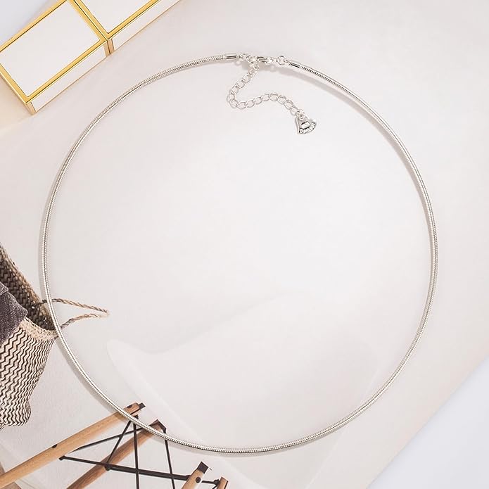 Women 925 Sterling Silver 2MM Solid Dome Collar Necklace Simple Fashion Golden 16 "18" 20 "+1.9 "Adjustable Length Choker Fine Jewelry Gifts