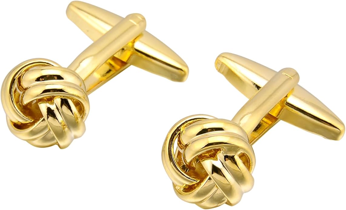 Jonwo Knot Cufflinks in Gift Box Cuff Links for Men Lady Daily Wear Business Wedding Party Tuxedo Shirt Birthday Gift