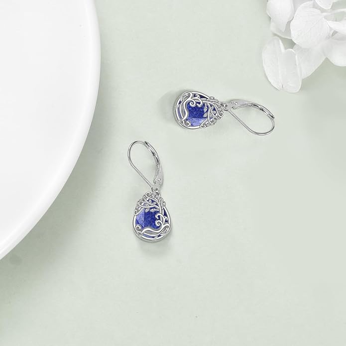 Moonstone Filigree Drop Dangle Teardrop Earrings 925 Sterling Silver Moonstone Leverback Earrings for Women Jewelry Gifts
