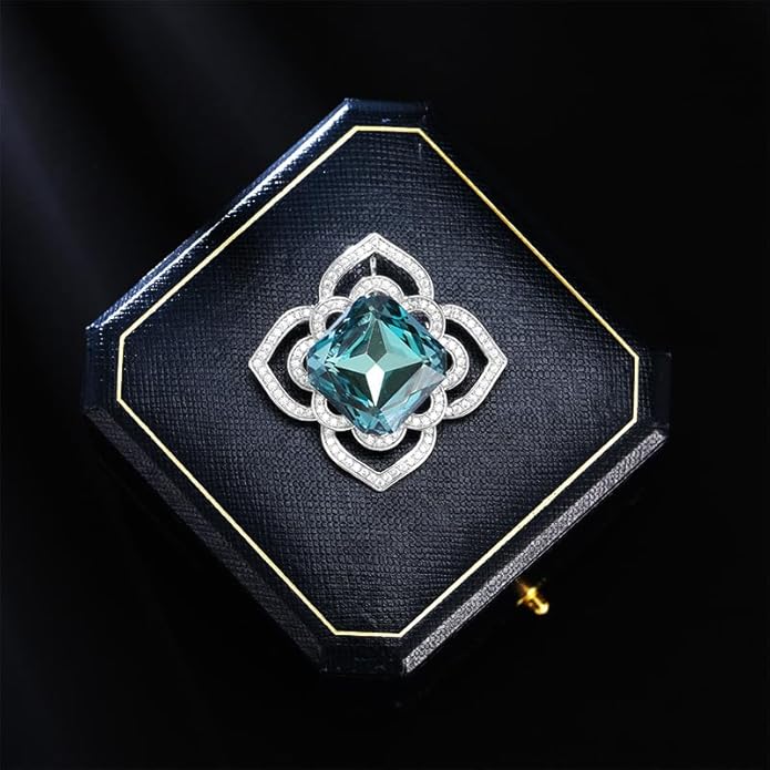 14K Gold Mother of Pearl Camellia Brooch, Luxury Moissanite Flower Pin, Sophisticated Accessory for Dinners and Parties