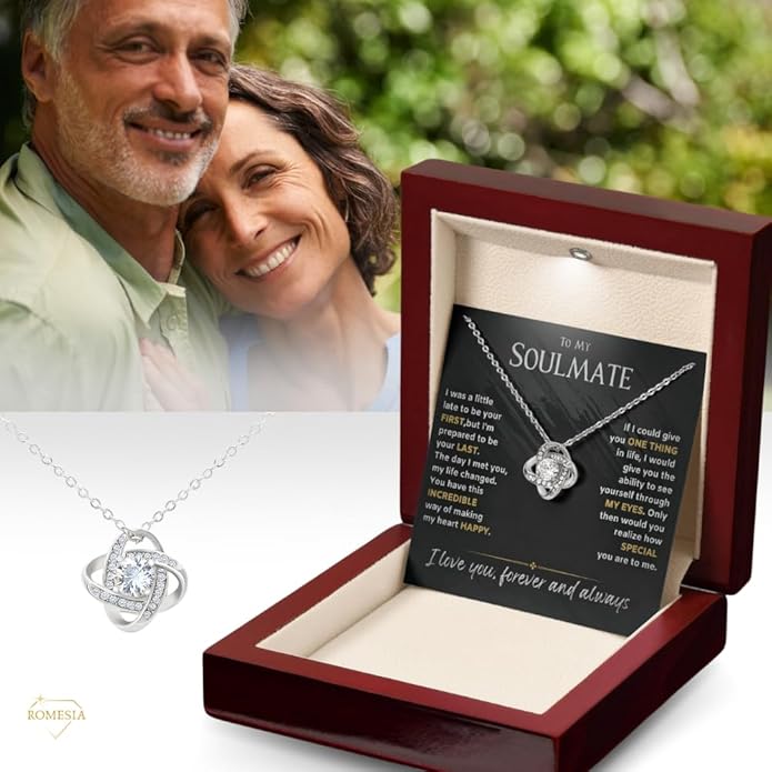 To My Soulmate Necklace For Women, Soul Mate Jewelry for Women, Future Wife Gifts, To My Wife Necklace from Husband, Gifts for Girlfriend, Pendant With Message Card