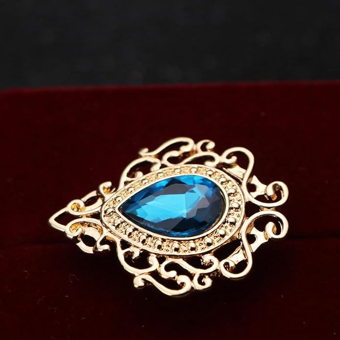 Vintage Silver Color Men's Brooches for Women Lovely Water Drop Badge Flame Crystal Brooch Lapel Pins Fashion Jewelry