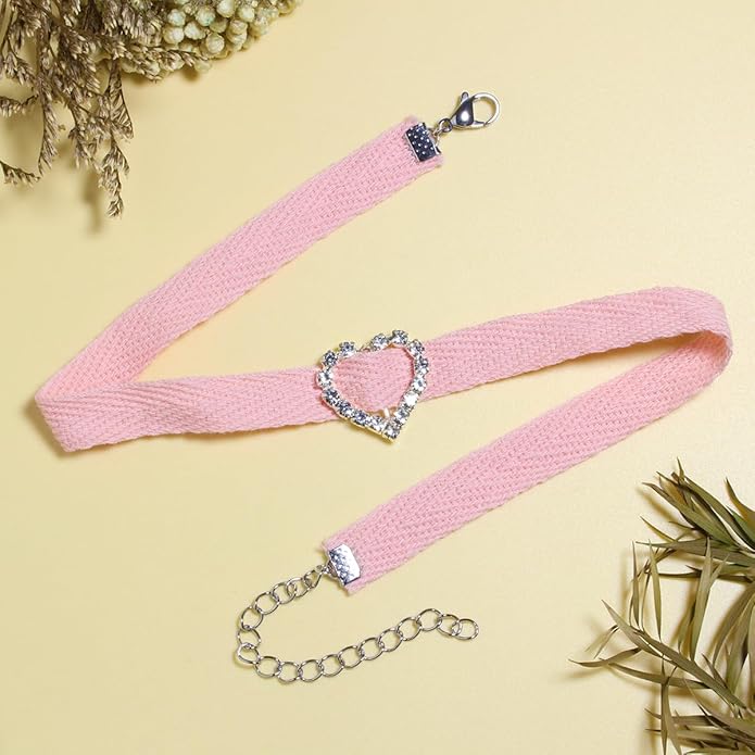 Nova&Aria Chokers Set For Women Heart Choker Necklaces Flower Pendant Velvet Cute Pink Turquoise Blue White Black Choker Necklace Christmas Colorful Lace Chokers