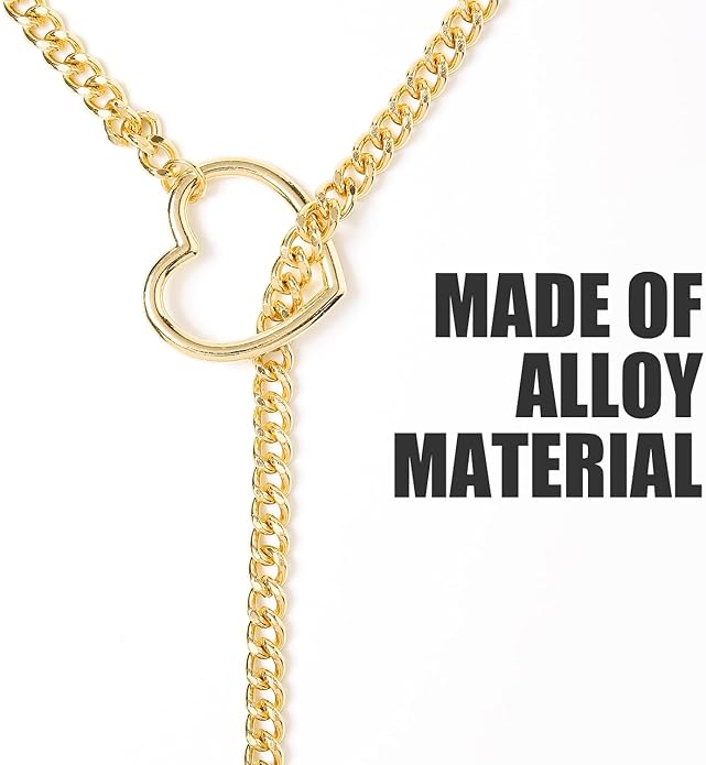 Heart Slip Chain Necklaces for Women,Stainless Steel Adjustable Lariat Heart Y-Necklace,Punk Gothic Cuban Collar Choker Necklace for women