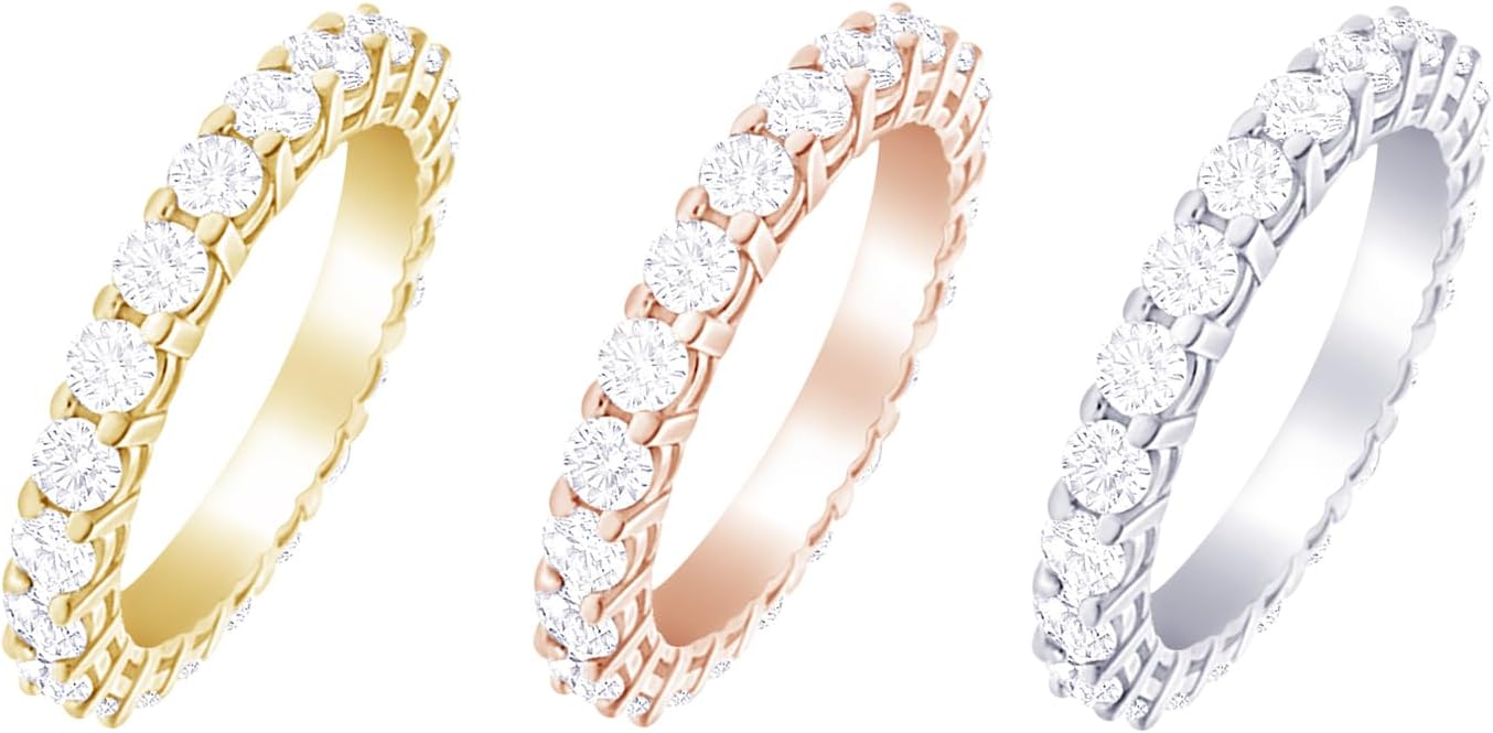 Houston Diamond District 1-10 Carat LAB GROWN Diamond Eternity Wedding Anniversary Stackable Ring Band for Women Ultra Premium Collection (E-F Color VS2-SI1 Clarity)