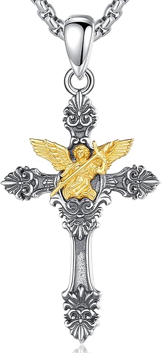 EUDORA 925 Sterling Silver St Christopher/St Benedict/St Michael/Virgin Mary/San Judas Tadeo/Good Shepherd Cross/Archangel Necklace Medal Pendant Protection Religious Amulet Jewelry For Men Women