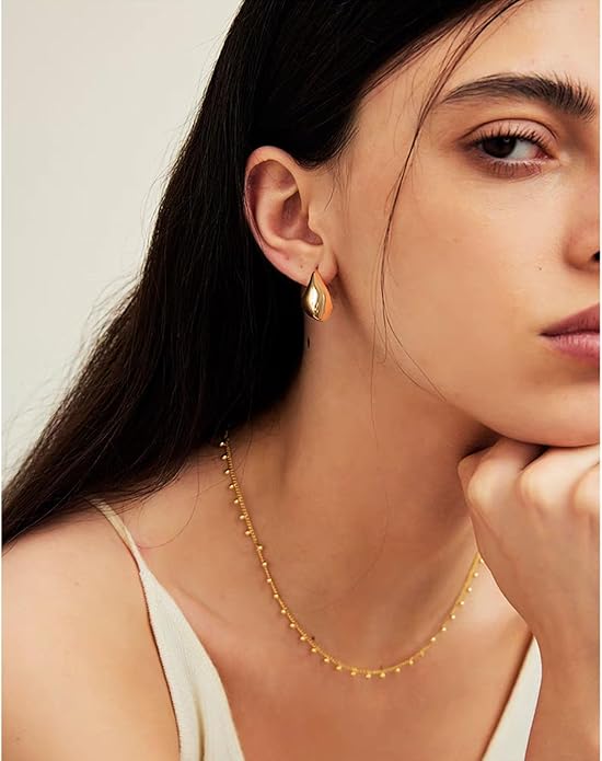 Statement Chunky Gold Earrings for Women Unique Square Stainless Steel Heaven Mayhem Button Stud Earrings Trendy Jewelry