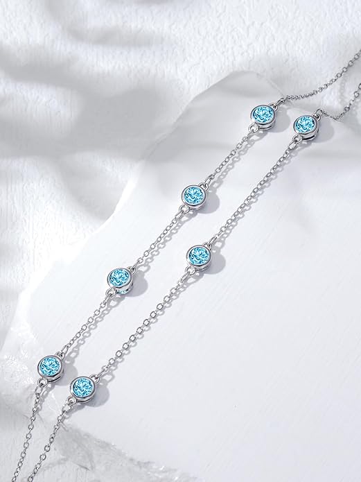 Dorunmo Birthstone Anklet Bracelets for Women 925 Sterling Silver Birthday Mother's Day Jewelry Gifts for Wife Mother Her
