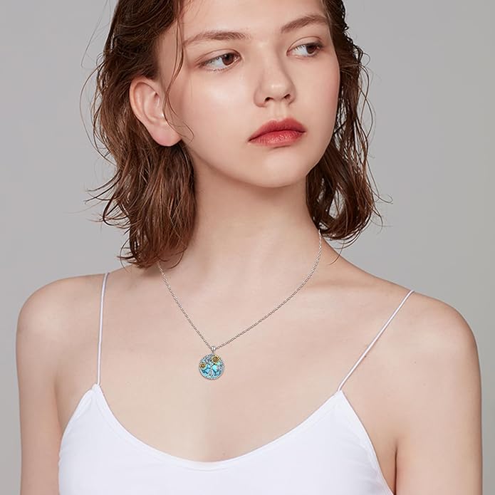 CHENGHONG Sunflower Necklace 925 Sterling Silver Tree of Life Necklace Daisy/Rose/Sunflower Pendant Necklace Sunflower Jewelry Gifts for Women Mom
