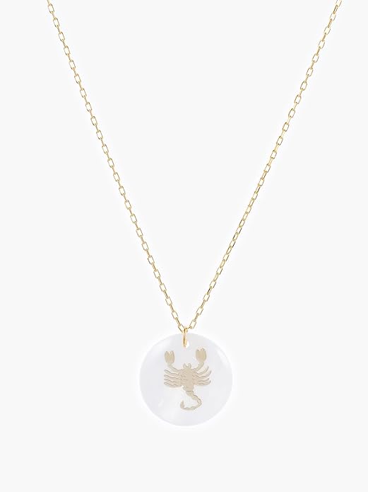 Zodiac Sign Necklace – Mother of Pearl Pendant – Available in Two Finish 925 Sterling Silver and 14K Gold Plated – Adjustable Chain – Horoscope Jewelry Gift with Zodiac Card & Gift Box